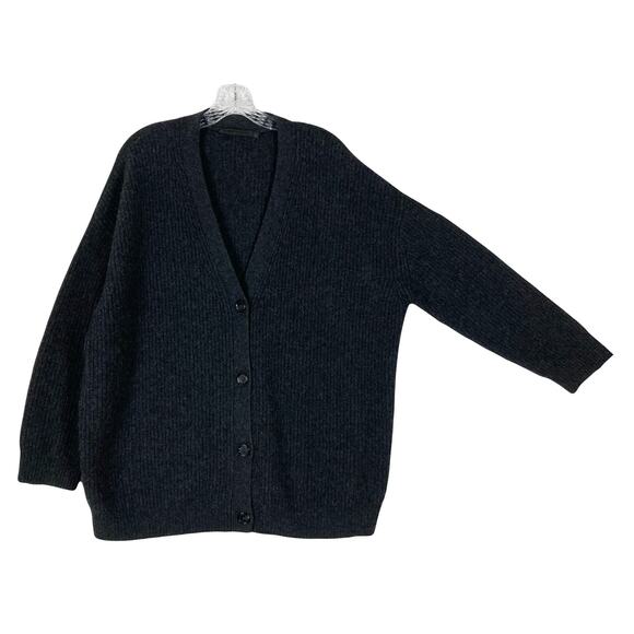 Nwot JENNI KAYNE Cardigan S Cashmere Grey”’Cocoon”Ribbed V Long-Sleeve Button-Up - Picture 4 of 11